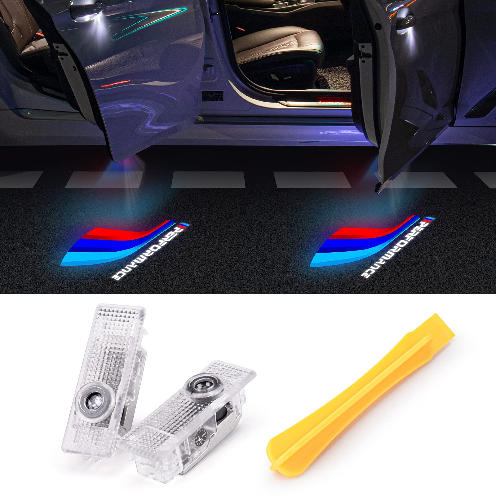 Canpo Car Door Light Logo , LED Welcome Light for Car Compatible with Accessories 1 2 3 4 5 6 7 M GT X1 X2 X3 X4 X5 X6 X7 Series (2 Pack)