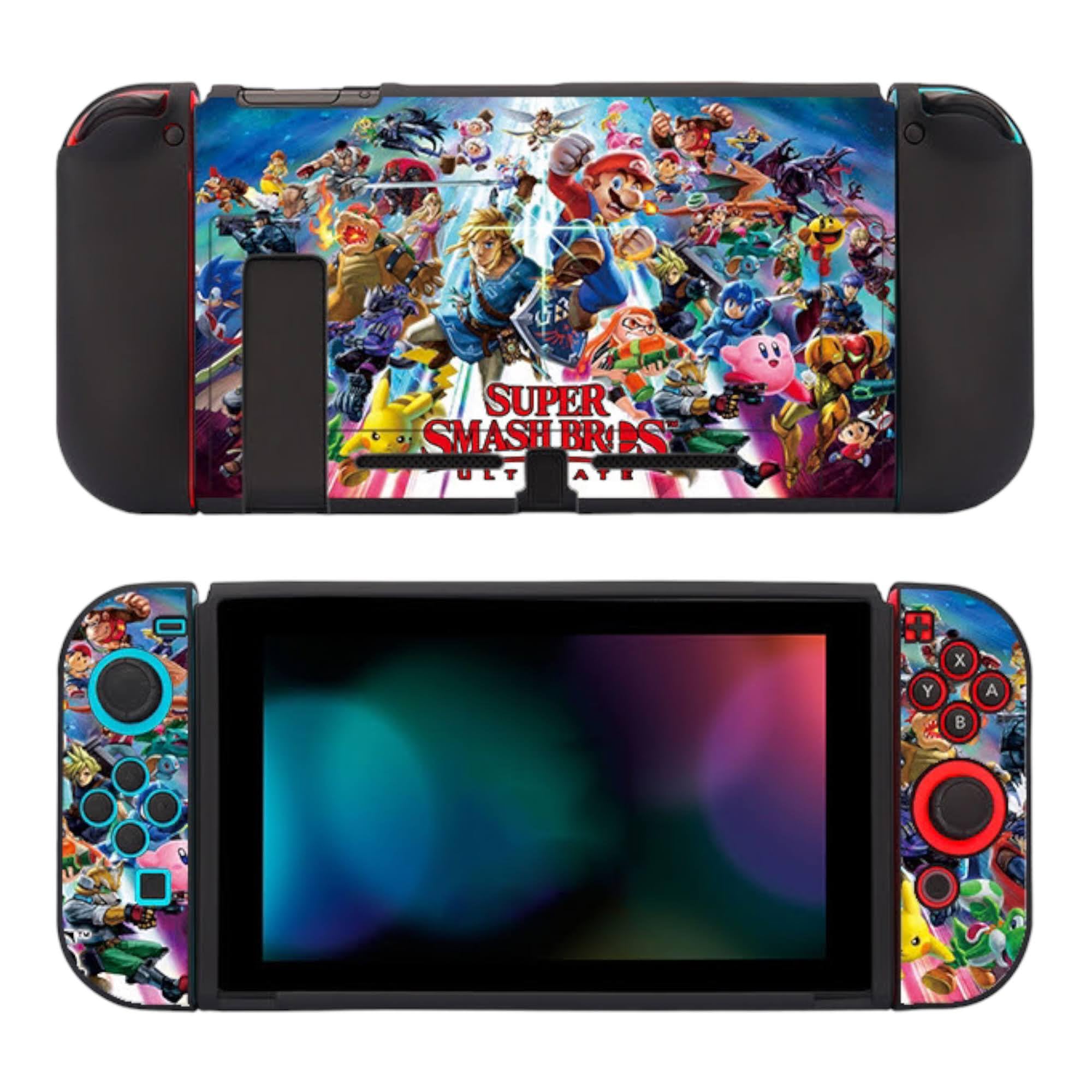 Coque de protection en caoutchouc TPU robuste et résistante pour console Switch originale OLED et Joy Cons (Super Smash Bros, Original Switch)