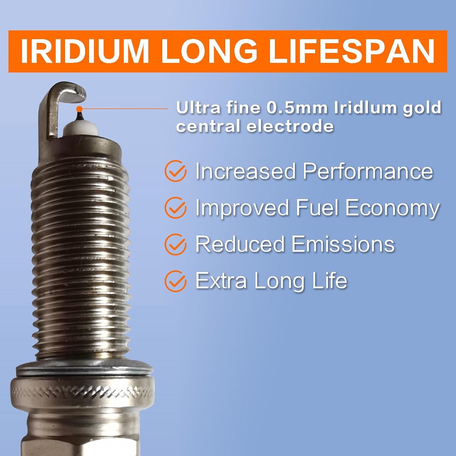 V7451 Laser Iridium Spark Plugs - Automotive Replacement Spark Plugs,OE Replace XP5683 ILKAR7B11 4912,6 Pack