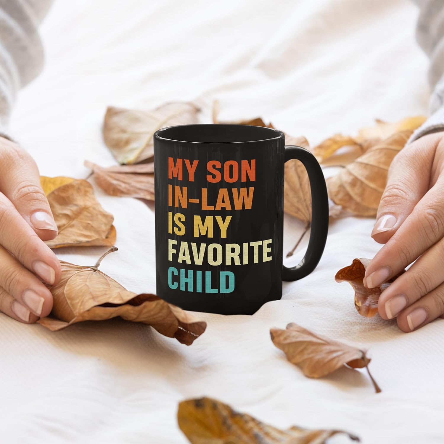 My Son-in-Law Is My Favorite Child Mug Funny Coffee Cup Gift from Mother-in-Law or Father-in-Law for Son in Law Birthday Wedding Anniversary Fathers Day Christmas Holiday (Black Mug, 15 Oz)