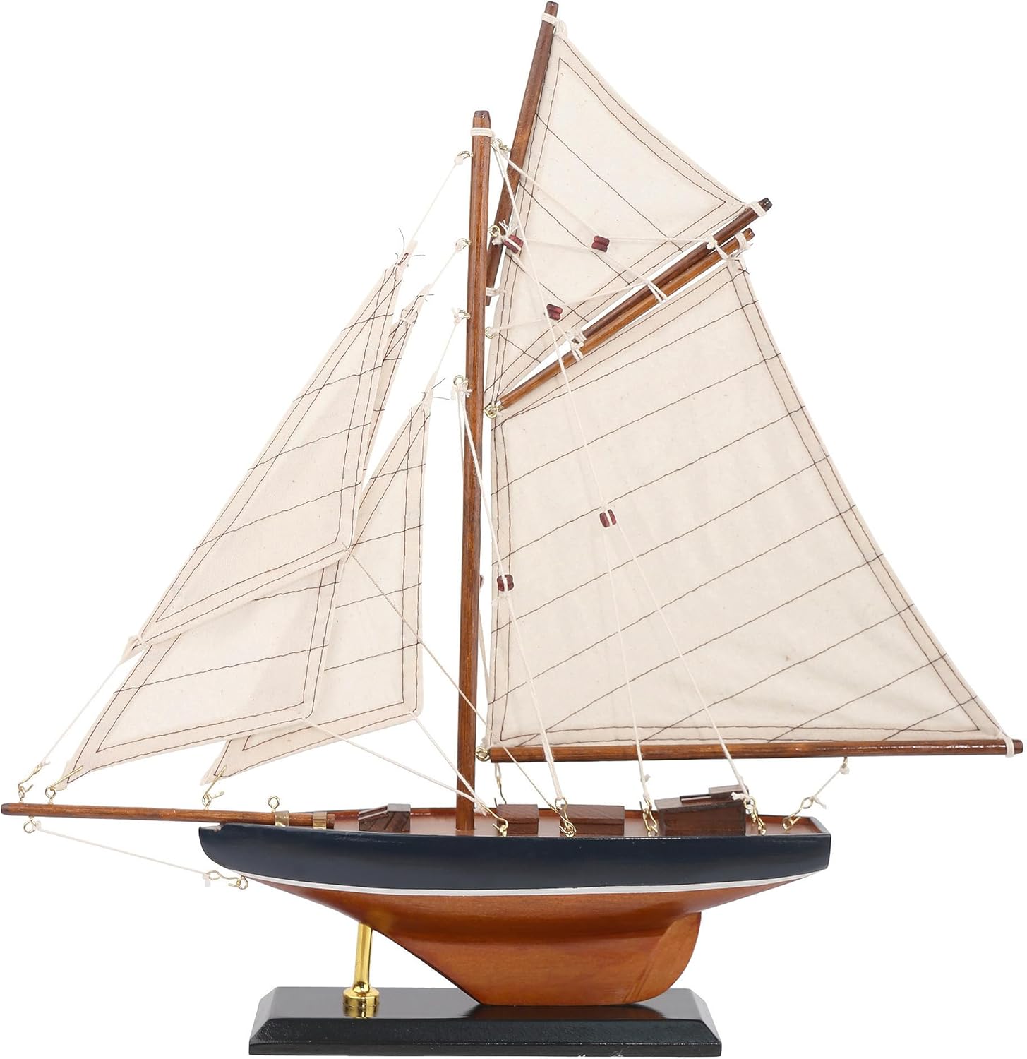 NAUTIMALL 16" Wooden Sailboat Decor Classic Columbia America's Cup Ship Model Nautical Yacht Gift for Son (SB28-BlueWhite)