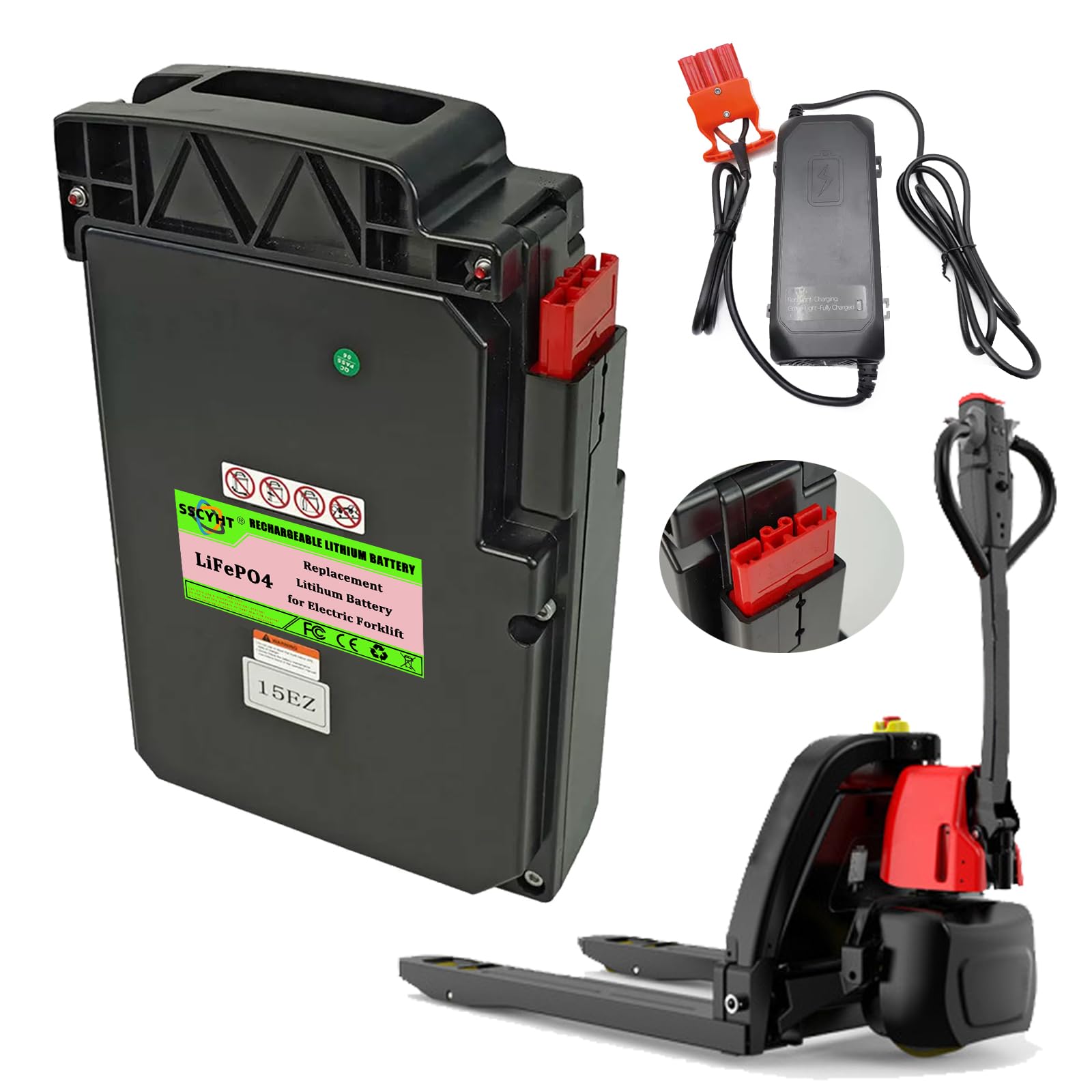 24V Batteria transpallet elettrico con CAN per transpallet elettrico EPT15EZ Batteria al litio per sollevatore telescopico F5PRO Batterie LiFePO4 con BMS,24v20ah can charger