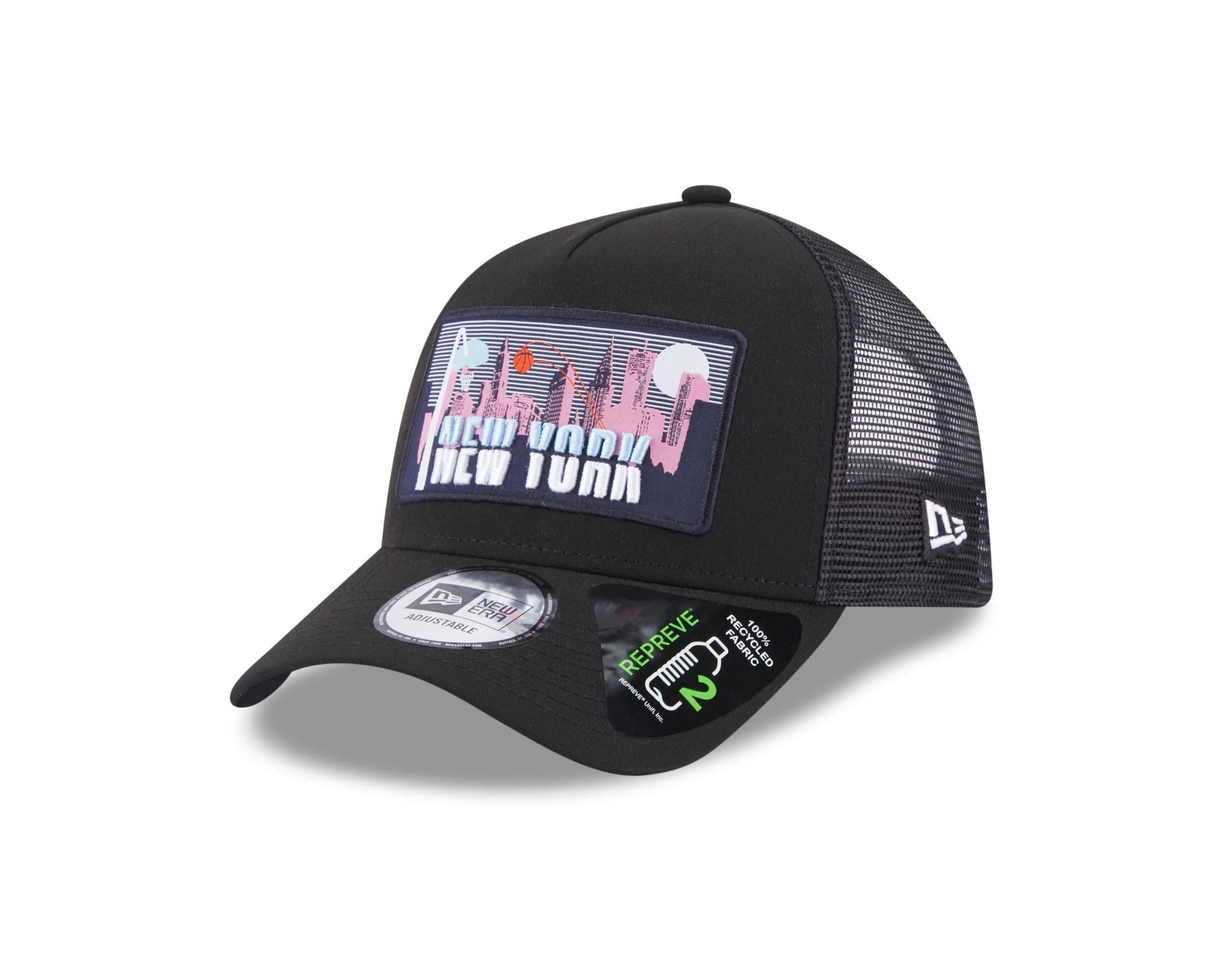 New Era York License Plate Black A-Frame Adjustable Trucker Cap