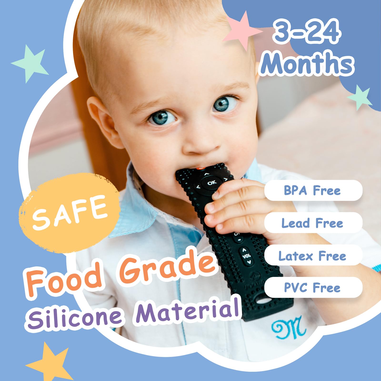 Yoolane® Massaggia Gengive Neonati 2 Pezzi Giochi Dentizione Neonato Freezer Massaggiagengive Refrigerante Silicone Telecomando Giocattolo per 3-24 Mesi Bambini Maschio e Femmina, Senza BPA