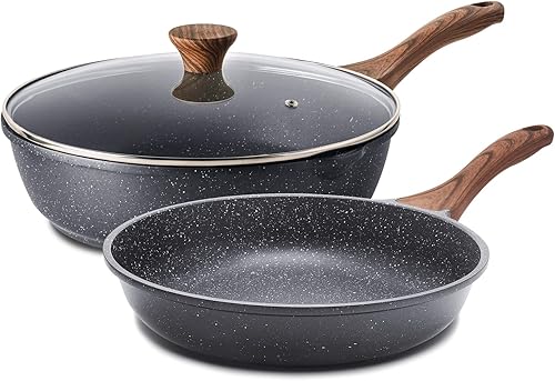 Miniatura 9 de SENSARTE - Sartenes antiadherentes con revestimiento cerámico blanco, sartenes para tortilla, ollas de chef de utensilios de cocina saludables,