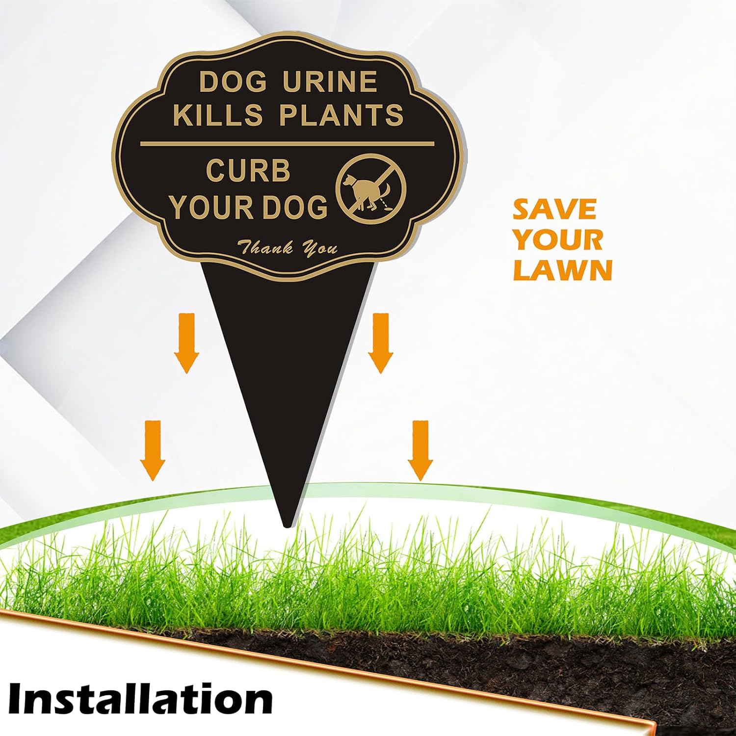 Dog Urine Kills Plants Sign Curb Your Dog Sign 2 Pack,14”X10” No Peeing Signs For Lawn No Pooping Signs For Yard With Integrated Stake Weather Resistant Aluminum for Outdoor Use