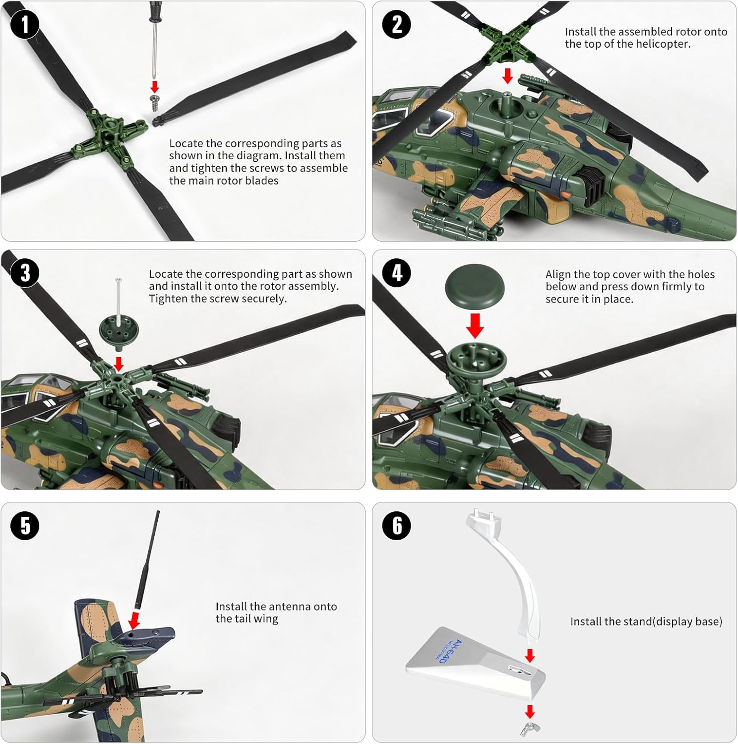 Model Airplane Kits for Adults Diecast Helicopters AH-64D Apache Helicopter Model Are Ideal for Military Enthusiasts to Collect Attack Apache Helicopter Model Kit with Lights and Sounds（Camouflage）