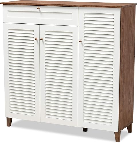 Miniatura 1 de Baxton Studio Zapateros, Blanco/Nogal