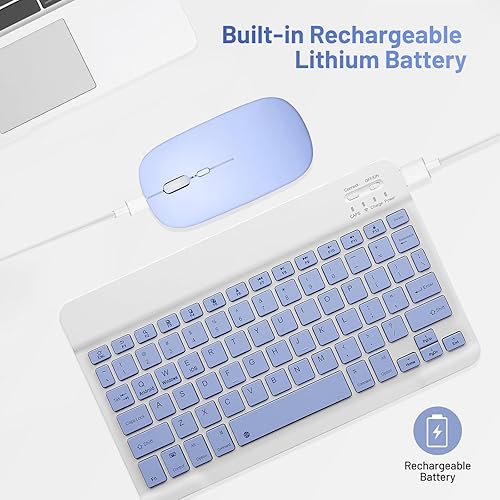 Miniatura 4 de Combo de teclado y mouse Bluetooth, teclado inalámbrico portátil recargable para Apple iPad, iPhone, iOS 13 y superior, Samsung, tableta, teléfono