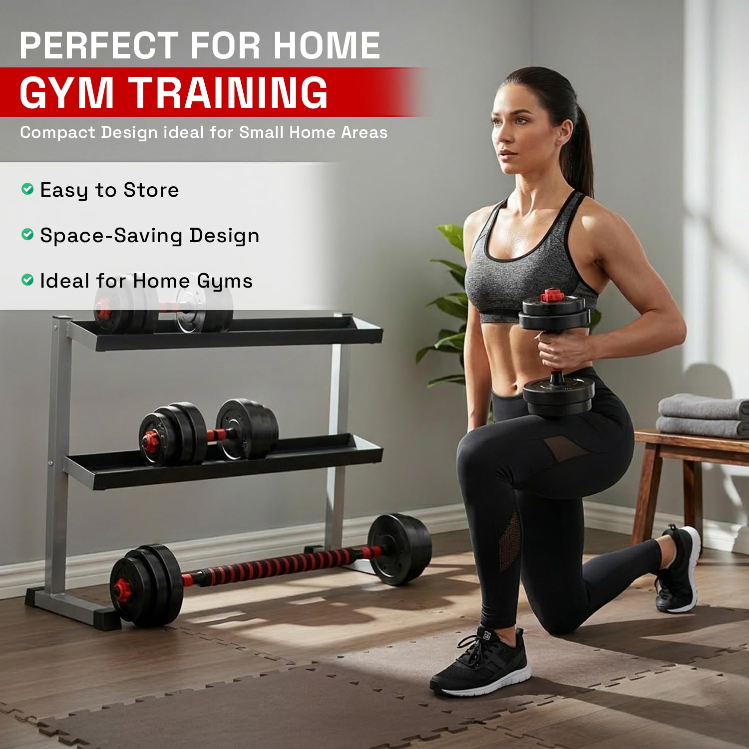 MAXSTRENGTH Zestaw Regulowanych Hantli i Sztangi Winylowych 10–40 kg – Trening Siłowy w Domu – Wymienne Obciążenia z Prętami i Zaciskami Bezpieczeństwa