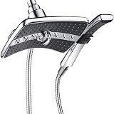 BRIGHT SHOWERS Dual Shower Head Combo Set, Handheld Showerhead Rainfall Shower Head Combo with Black Face, 60 Inch Long Stainless Steel Shower Hose, Chrome 2.5 GPM Black
