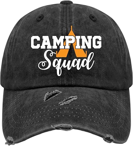 Camping Squads Hats Mens Cap AllBlack Mens Hats and Caps Gifts for Boyfriends Outdoor Hat