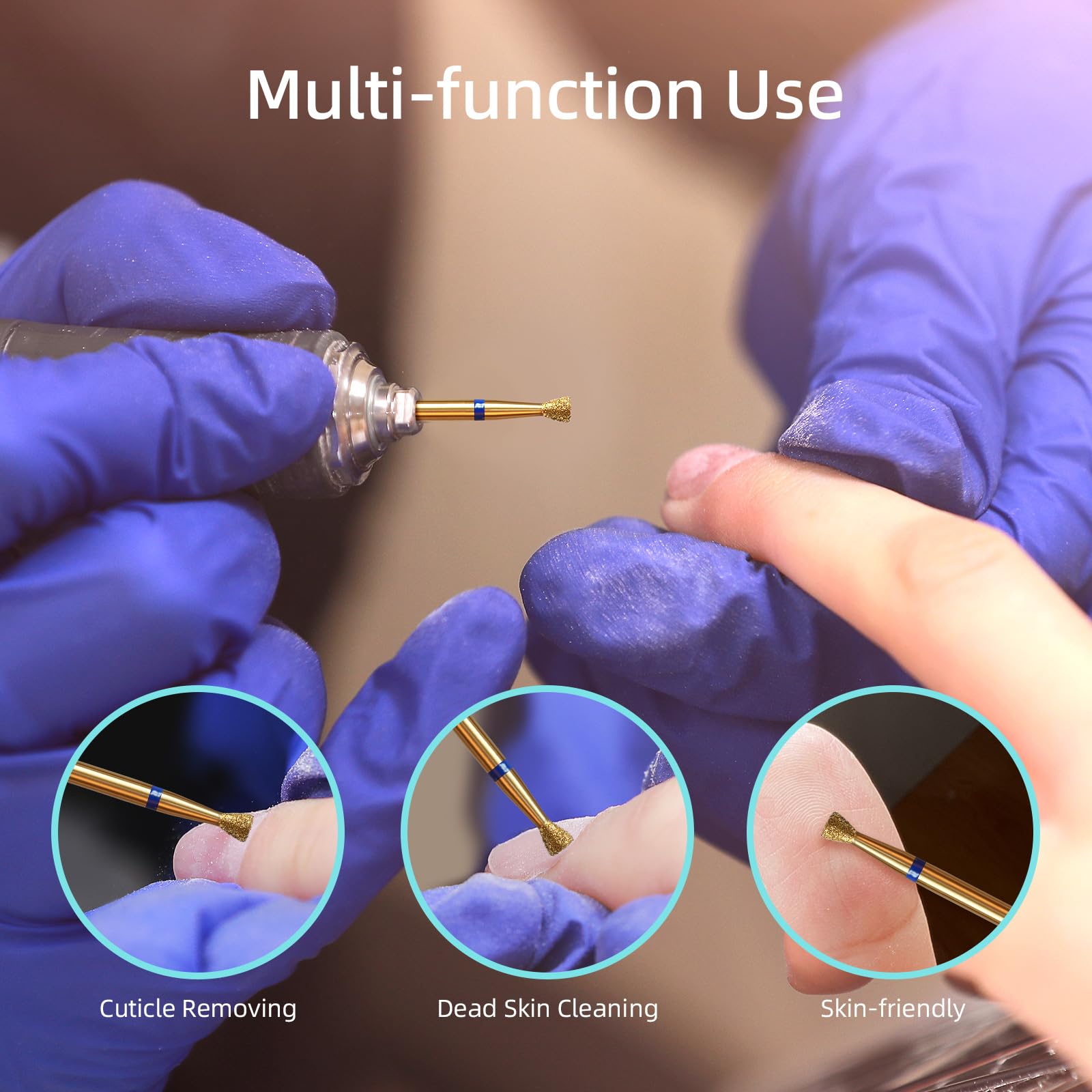 Punta da trapano per unghie a cono invertito da 3 mm, serie in titanio, punte diamantate russe professionali di sicurezza sotto le unghie, per cuticole e pelle morta, accessori per unghie