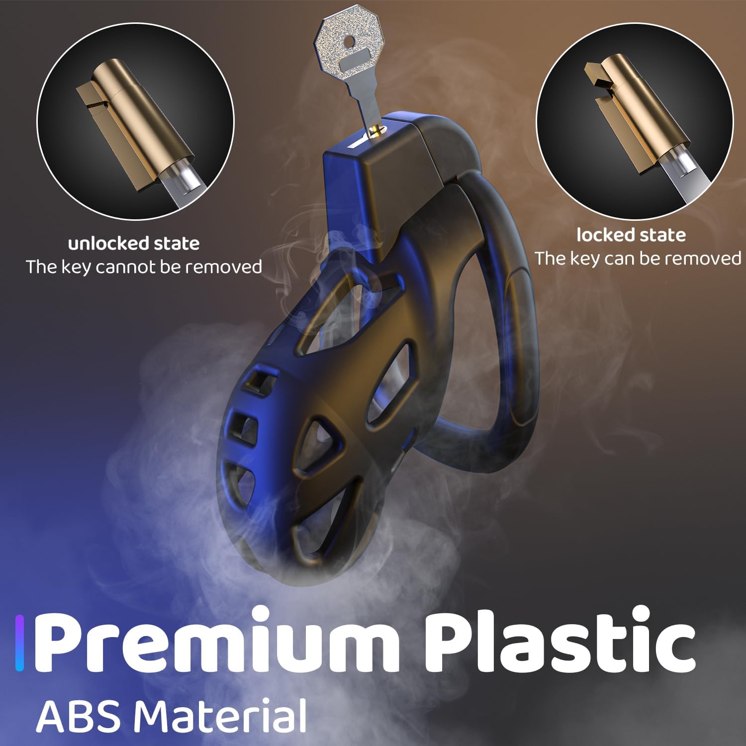 Yivans Male Chastity Device Cock Cage, Lightweight Chastity Cage Body-Safe Resin+ABS Penis Cage for Men with 5 Different Sizes Ring & Invisible Lock Adult Abstinence Penis Bondage Male Sex Toy