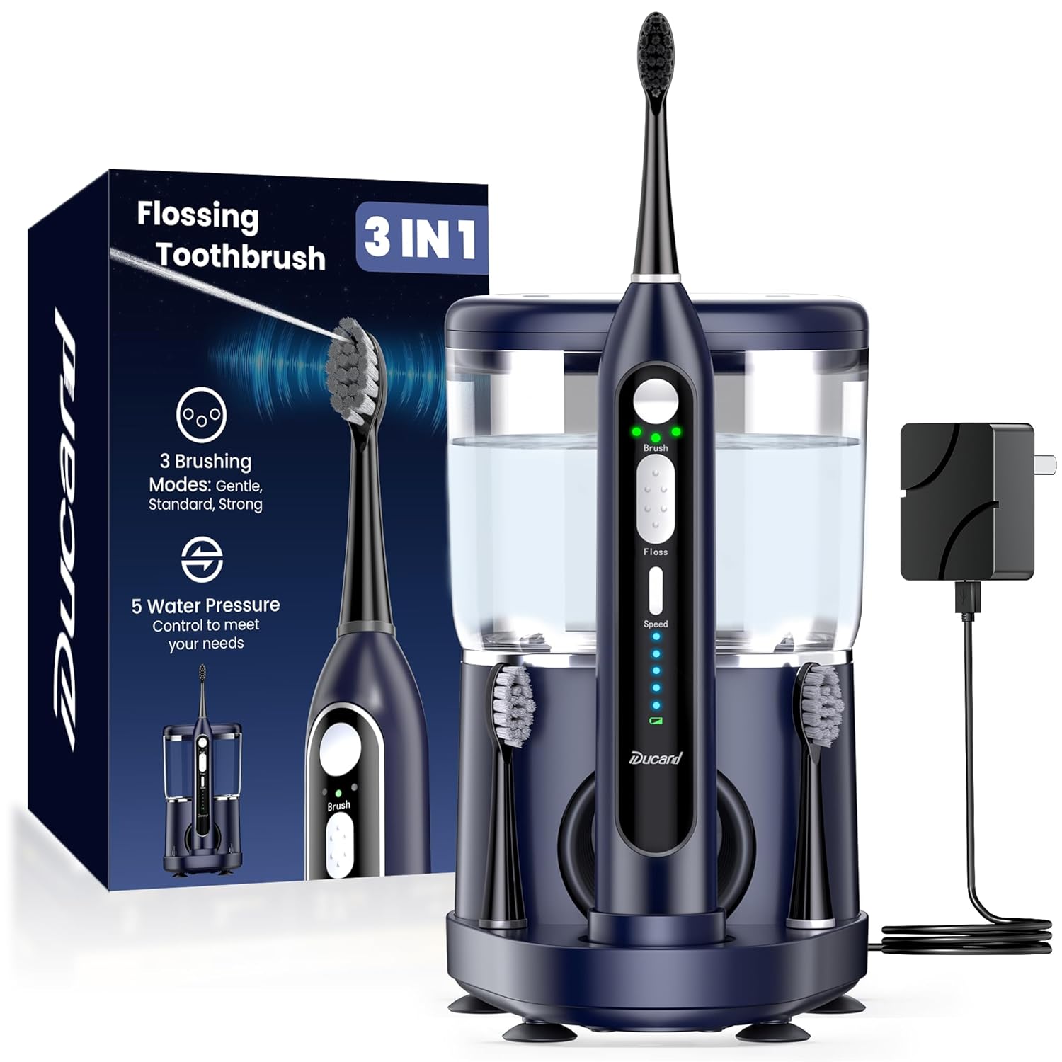 Electric Toothbrush with Water Flossers for Adults Upgrade Flossing Toothbrush Combo 5 Floss Speeds 3 Brush Modes