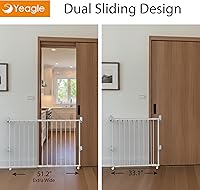 Vista 2 de Yeagle Protector de ruedas extensible, puerta de seguridad ajustable para mascotas, barrera interior expandible de metal blanco con ruedas