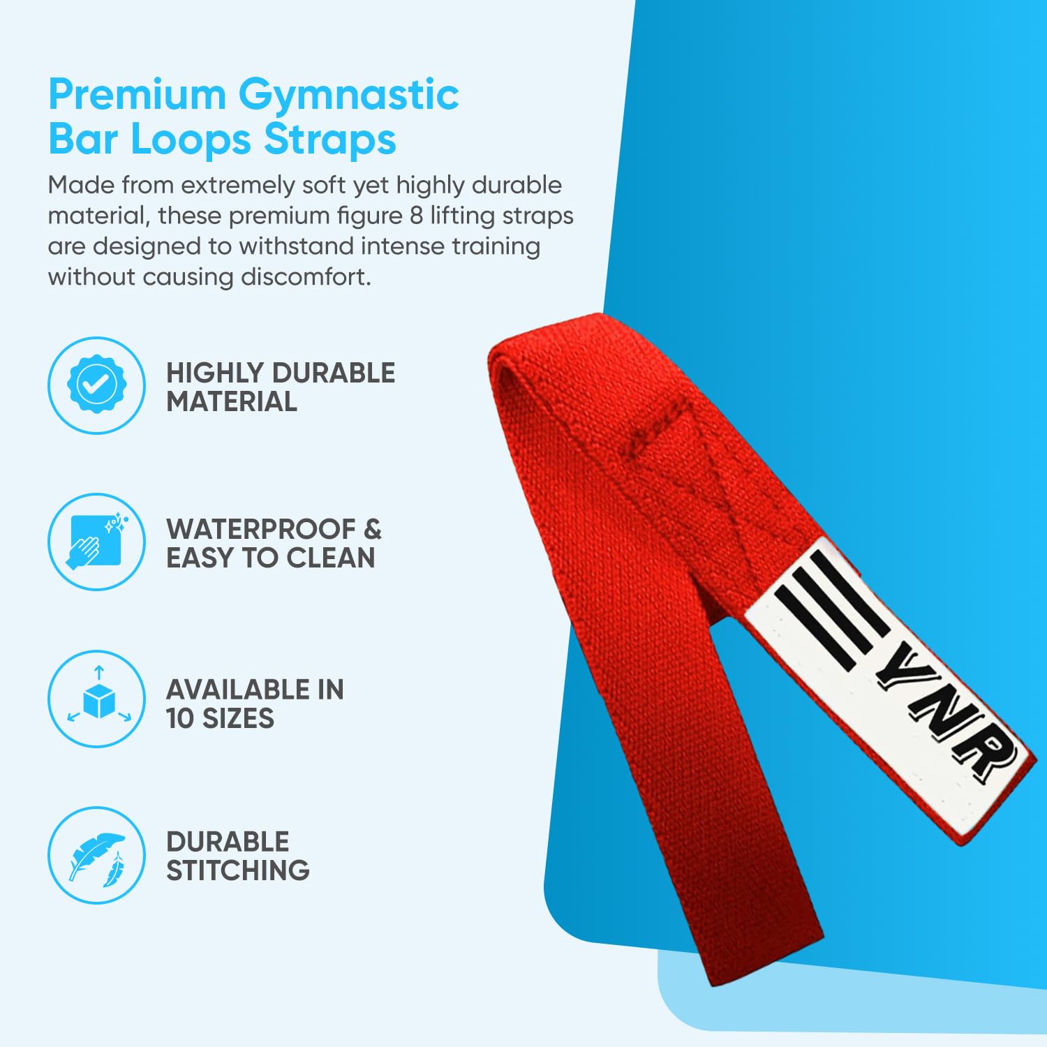 YNR Figure 8 Lifting Straps, Gymnastic Bar Loops, Palm Protection Guards, Deadlift & Weight Lifting Straps - Image 2