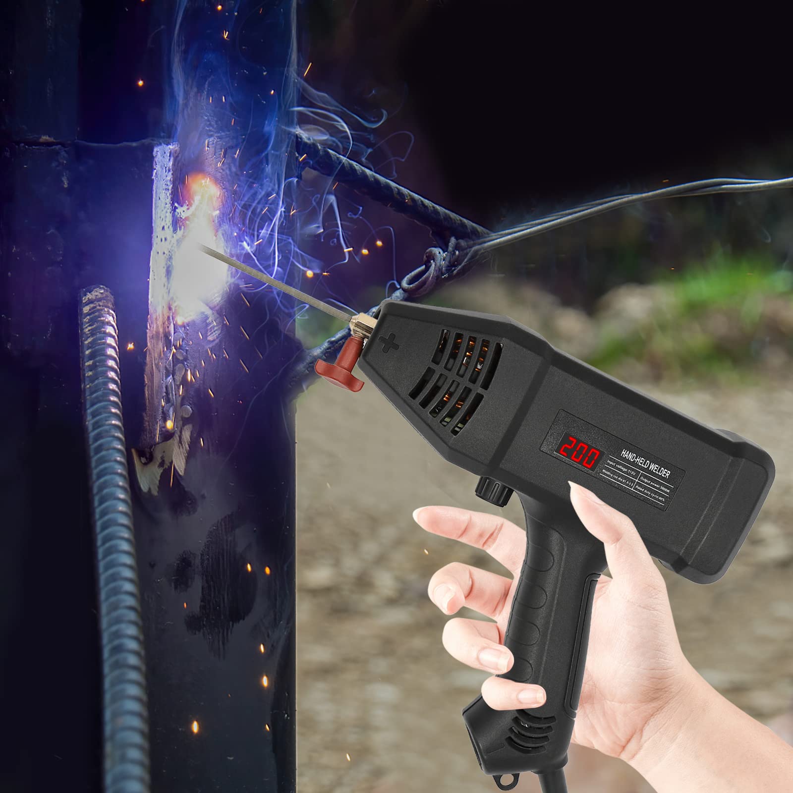 Saldatrice per elettrodi, 220 V/3000 W, portatile, con display a LED e cassetta degli attrezzi, IGBT Inverter Stick Arc saldatrice, per riparazioni, professionale