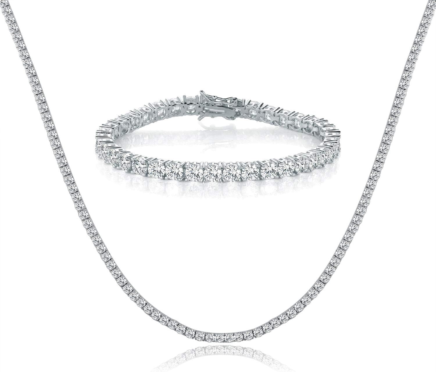 Tennis Necklace Bracelet Jewelry Sets