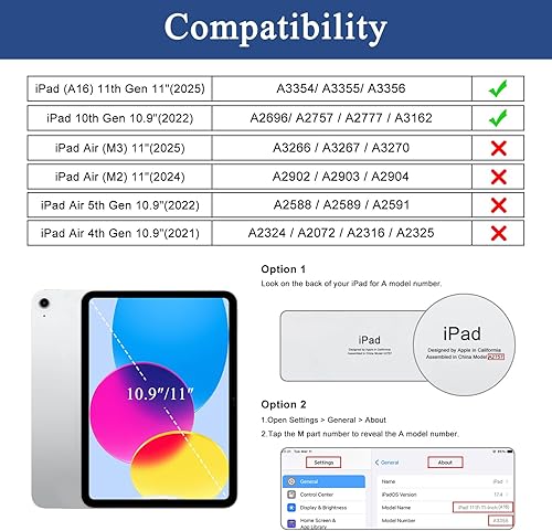 Miniatura 2 de Soke Funda para iPad de 10.9 pulgadas de 10.9 pulgadas, para iPad 10 2022 con soporte para lápices, funda inteligente protectora con soporte triple