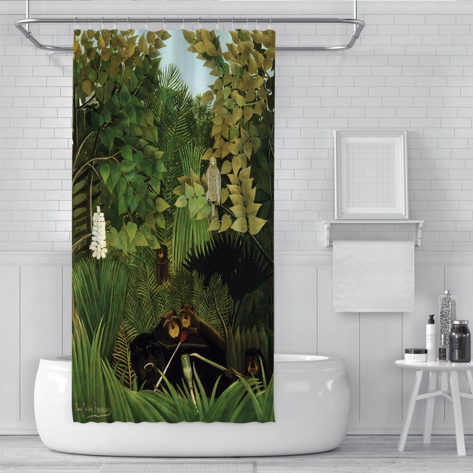 Henri Rousseau Zestawy zasłon prysznicowych znakomity design zasłony łazienkowe, trwałe, szybkoschnące, zasłony łazienkowe, niska przejrzystość, 183 x 198 cm