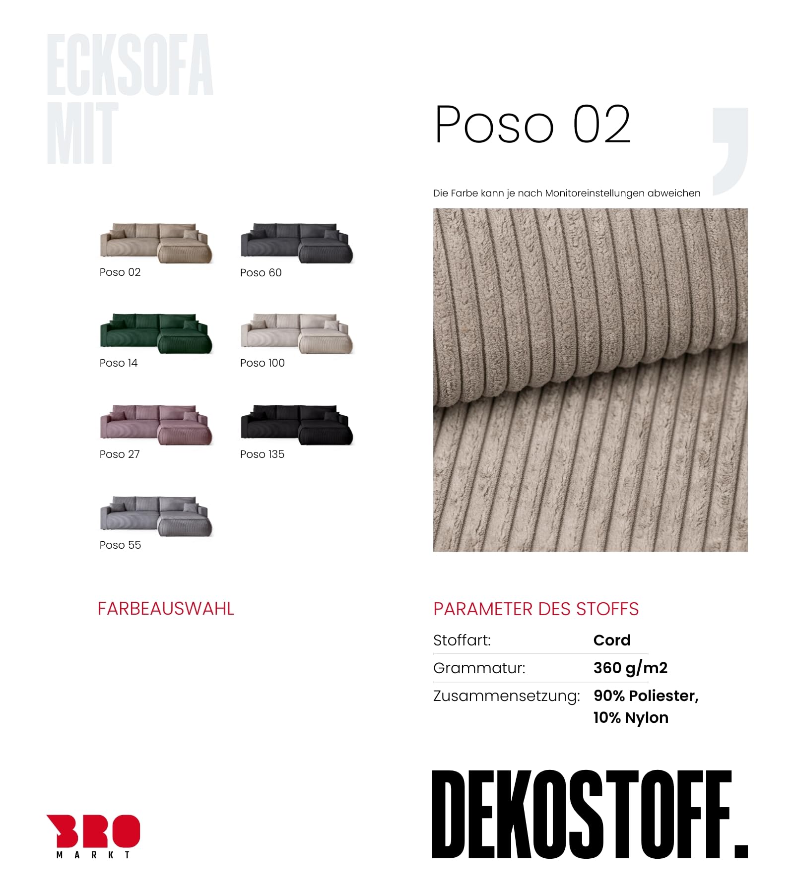 BROMARKT Ecksofa mit Schlaffunktion Couch L Form 270x173x80 cm Beige | Sofa mit Bettkasten Wohnlandschaft Schlafsofa freistehend HAVANA Schlafcouch mit Stauraum Cord 3 sitzer Sofabed Eckcouch
