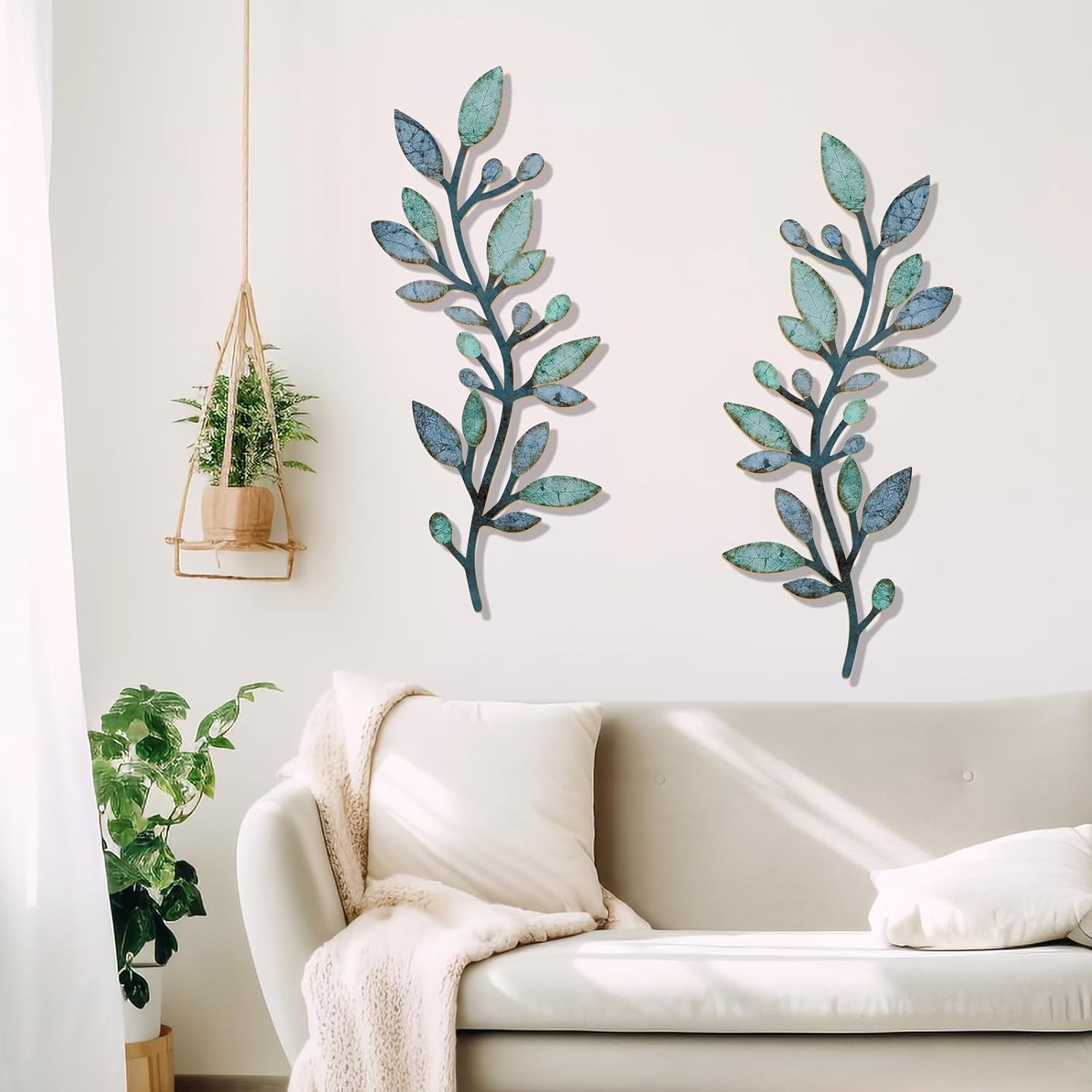 2 Pcs Wooden Tree Leaf Wall Decor Vine Olive Branch Leaf Wall Art
