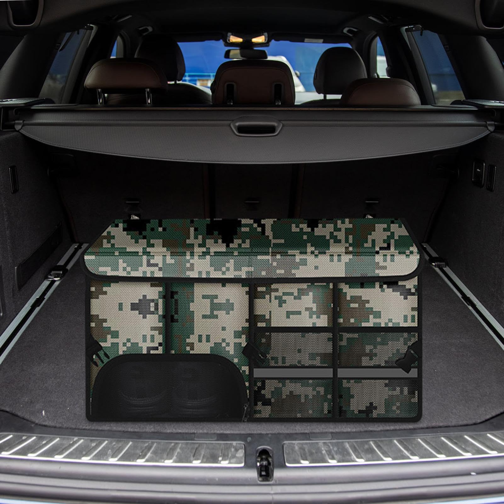 Organisateur de coffre de voiture avec couvercle, organisateur de rangement