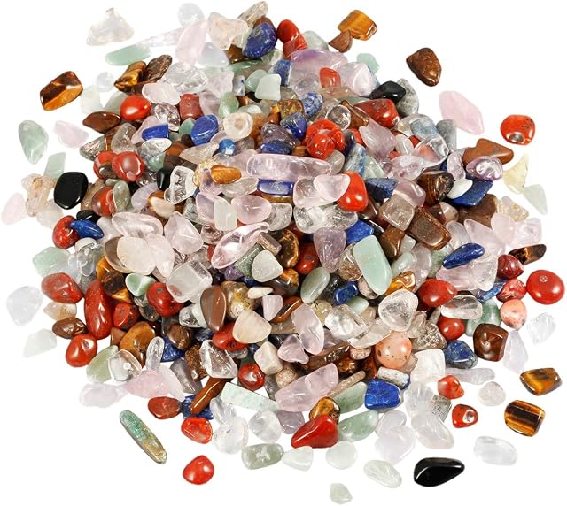 mookaitedecor Tumbled Chips Stones,Decorative Crushed Stone Tumblestone Crystals Healing Home Garden Decor,Assorted Stones(1 pound,about 460 gram)