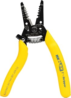 IDEAL 45-615 Reflex T-Stripper Wire Stripper 8-18 AWG Solid 10-18 Stranded, Ergonomic Plier Nose, Textured Grips, Yellow
