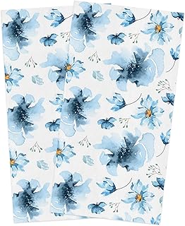 Kitchen Towels Microfiber Cleaning Cloths, Spring Watercolor Blue Flowers Floral Soft Dish Towels for Kitchen, Pack of 2 Absorbent Hand Towels Reusable Tea Towels,Bar Towels,18x28 Inch