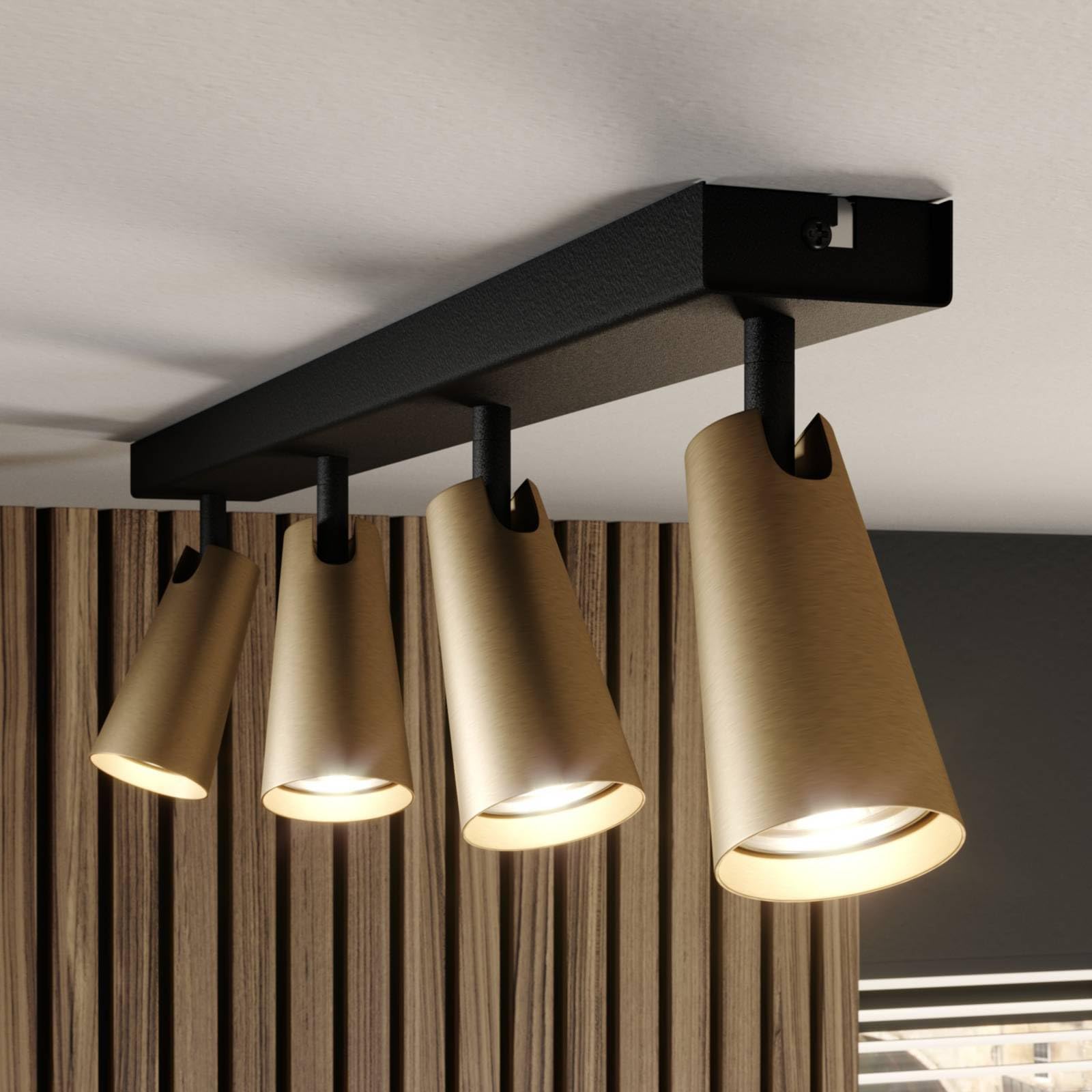 Lucande Strahler Angelina (Skandinavisch) in Schwarz aus Metall (4 flammig, GU10) - Deckenlampe Deckenleuchte Lampe Spot Schlafzimmerleuchte