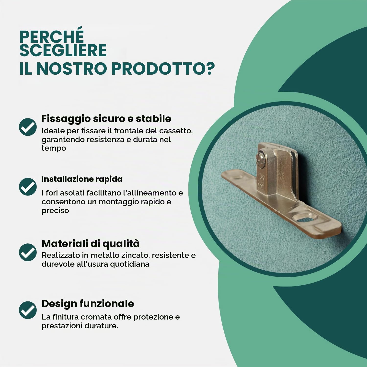 EVOTRADE Ganci, Coppia di Attacchi per Frontale Cassetto - Sostituzione Aggancio Fissaggio Cassetti modello Supra Indaux