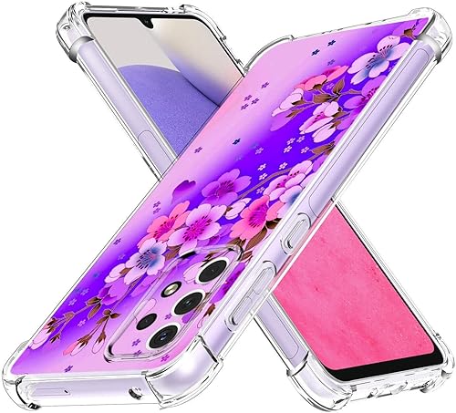 Miniatura 3 de Beaucov Funda para Galaxy A23 5G, diseño de flor de cerezo morado, protección contra caídas, a prueba de golpes, de TPU, de cuerpo completo,