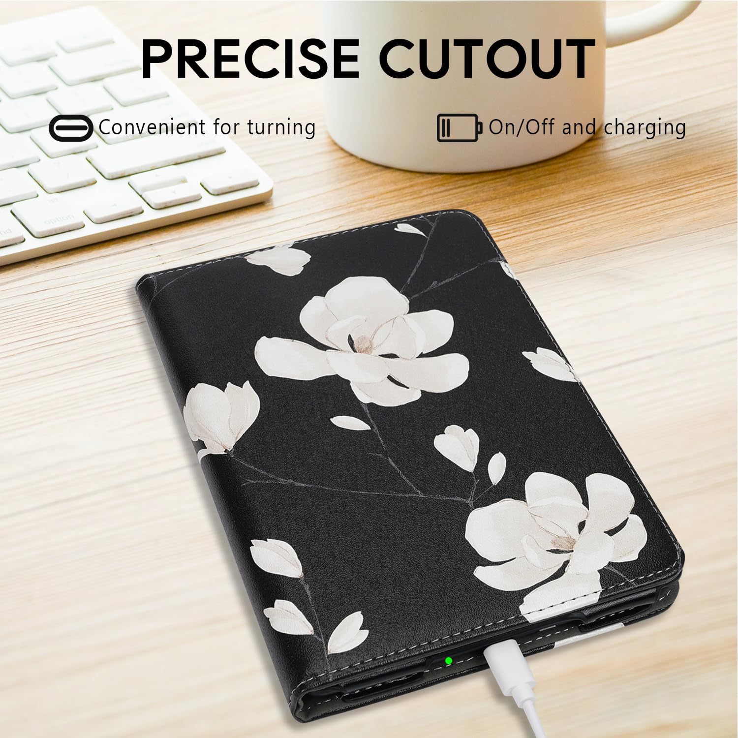 Custodia con supporto per Kindle Paperwhite da 7"/6" (12a/11a generazione-2024/2021) e Kindle Colorsoft Signature Edition - Custodia sottile e resistente in pelle PU con cinghia da polso