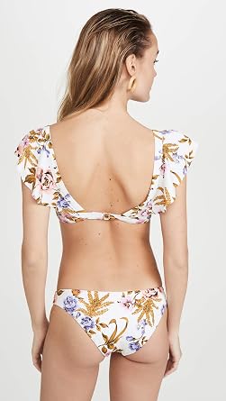Women's Milos Floral Myra Wrap Bikini Top, Limoncello, L