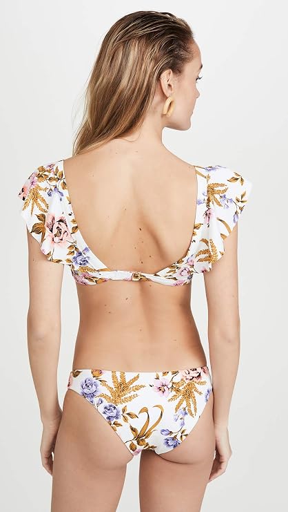 Women's Milos Floral Myra Wrap Bikini Top, Limoncello, L