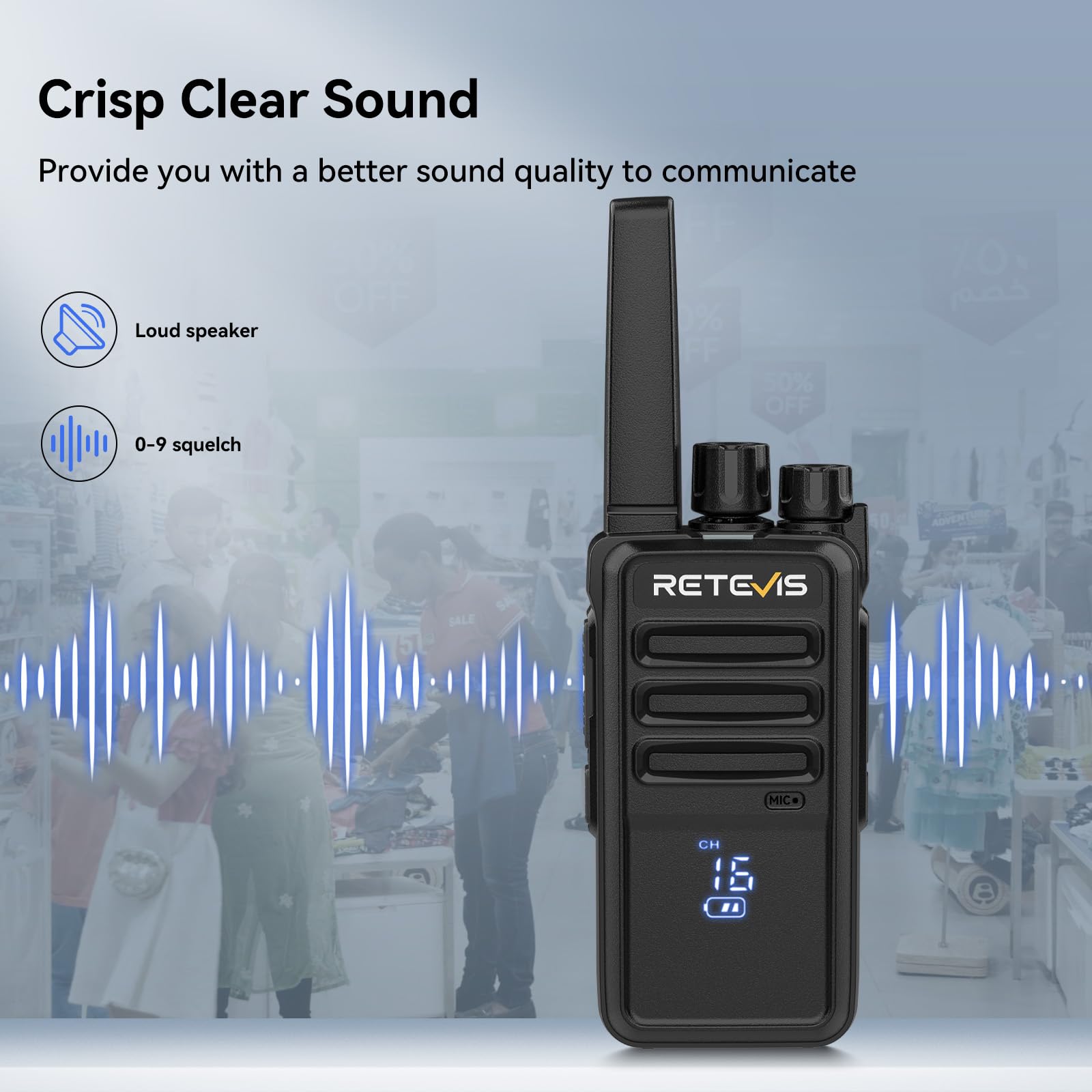 Retevis RT668H Walkie Talkie Profesional, Walkie Talkies con Pantalla, Walkie Talkie Recargable USB C, PMR 446 Walkie-Talkies con Auriculares VOX para Comercial, Hotel (10 Pcs, Negro)