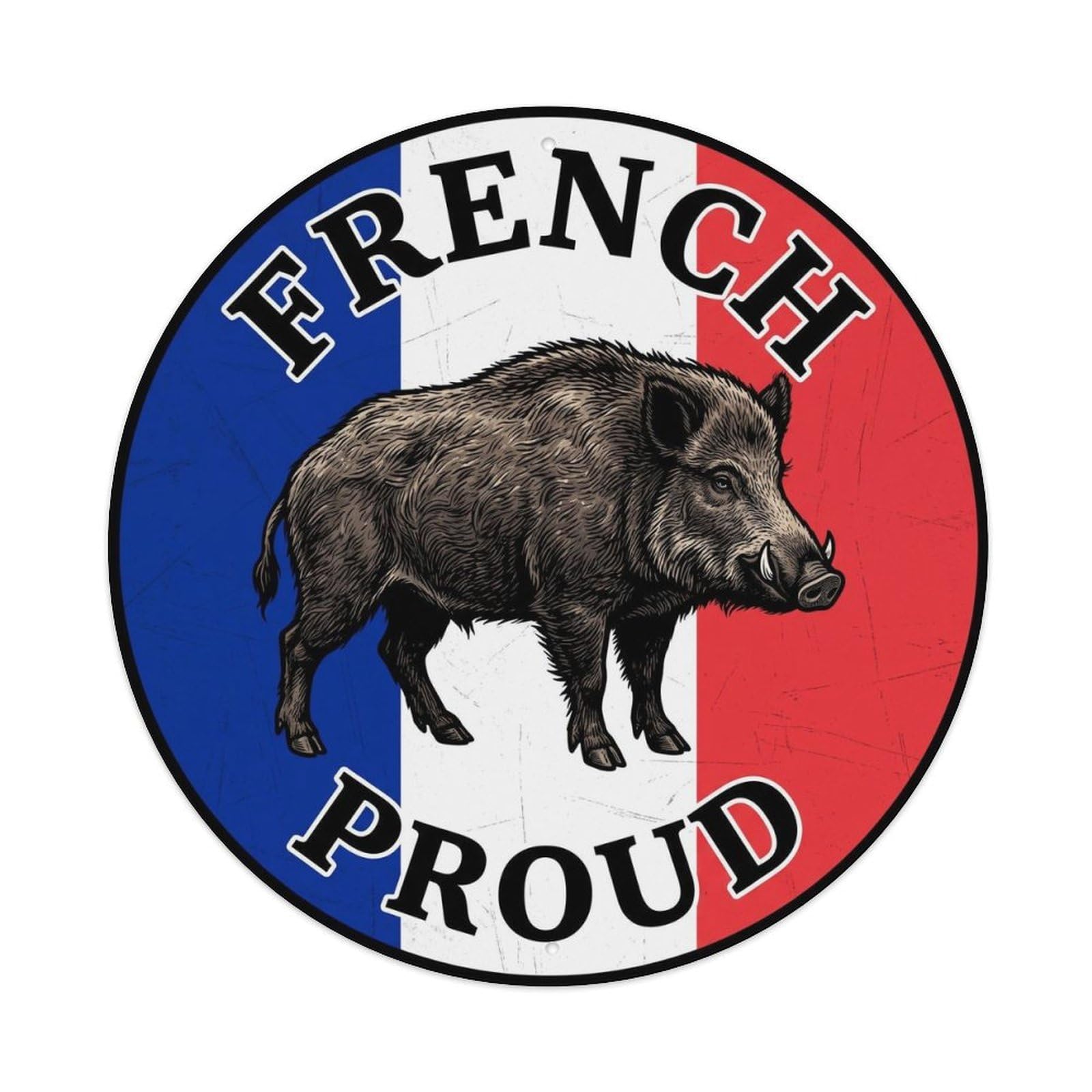 Olhnbad Style French Proud Boar Wildlife National Emblem Metal Tin Sign