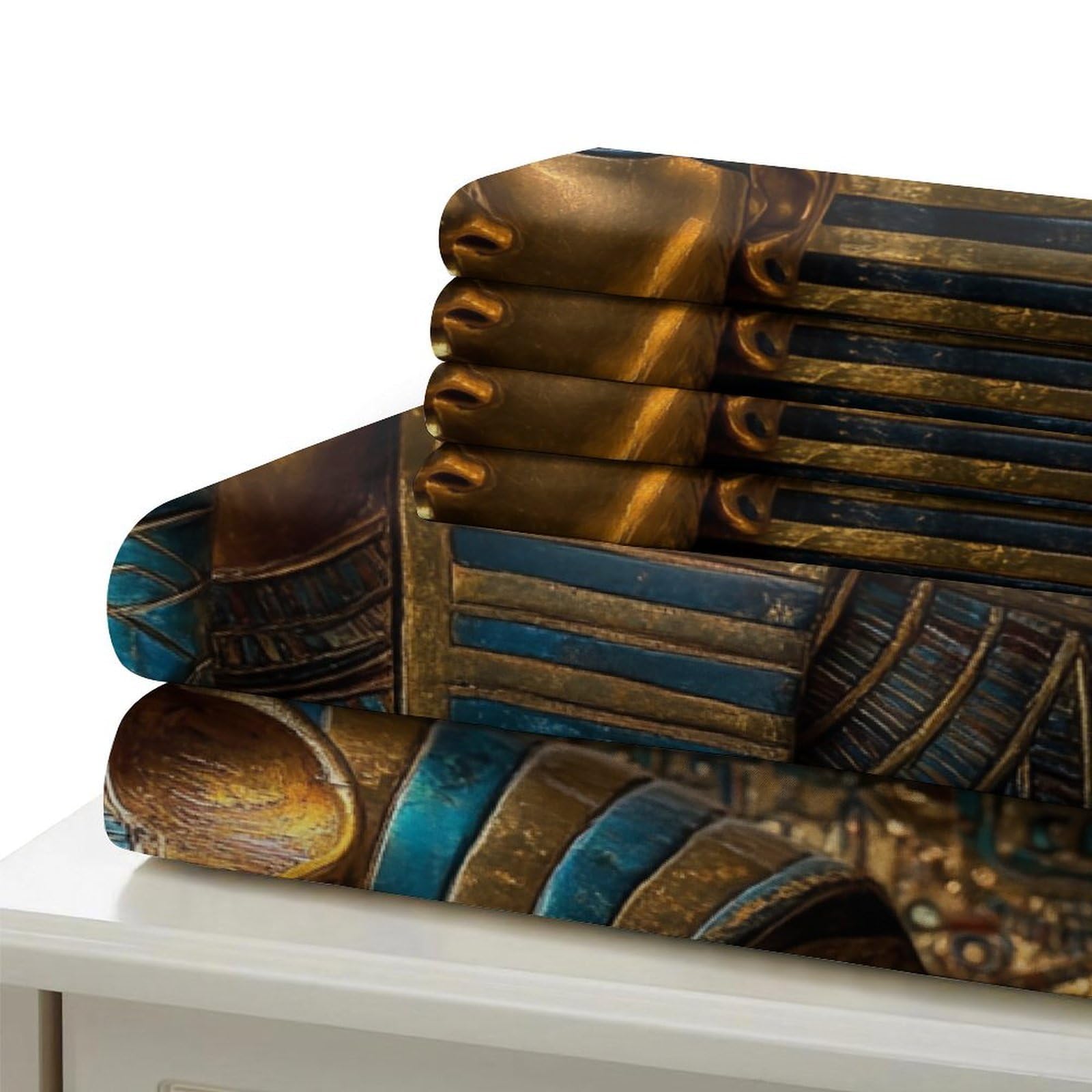 Egyptian Pharaoh zestaw poszewek na kołdrę: Premium welurowa mikrofibra, przytulna pościel dla chłopców i dziewczynek, akcesoria do pokoju młodzieżowego, super King (260 x 220 cm)