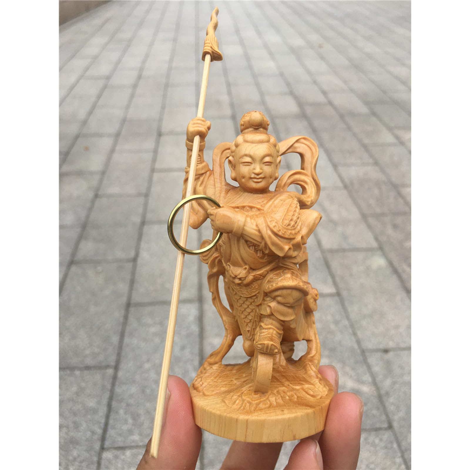 Estatua de Buda de boj Escultura china Feng Shui Estatua de Buda tallada a mano (B)