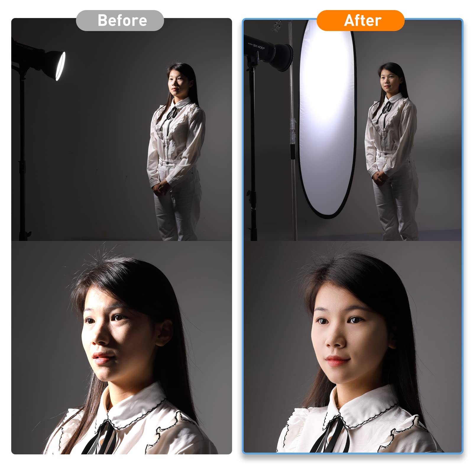 Diffusore di luce morbida da 101,6 x 152,4 cm, pieghevole, con riflettore pop out, per riprese video in studio e fotografia all'aperto con borsa per il trasporto (100 x 150 cm)