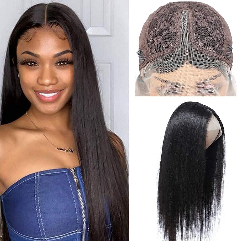 20 INCH Straight Lace Front Wigs Human Hair Pre Plucked 13x1x4 Lace Frontal Wigs Human Hair 150% Density Frontal Wigs for Women