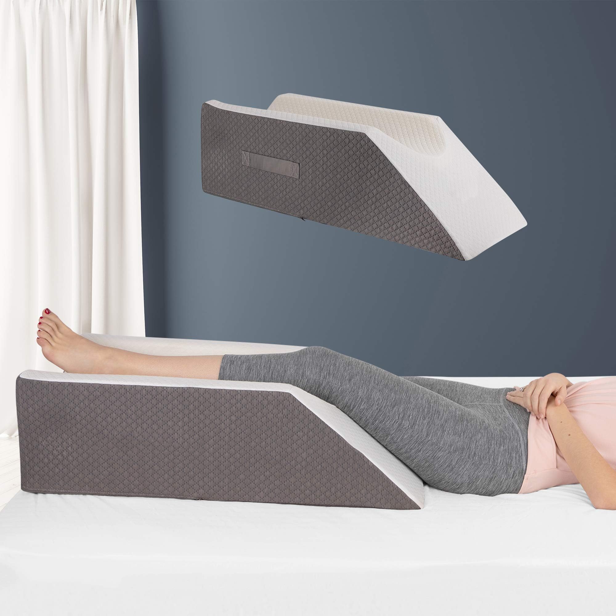 Kölbs Single Leg Elevation Pillow | Post Surgery Leg Pillow | Stylish Chic Jacquard Cover | Wedge Pillow for Sleeping | Ankle Knee and Leg Support Pillow for Injury After Surgery