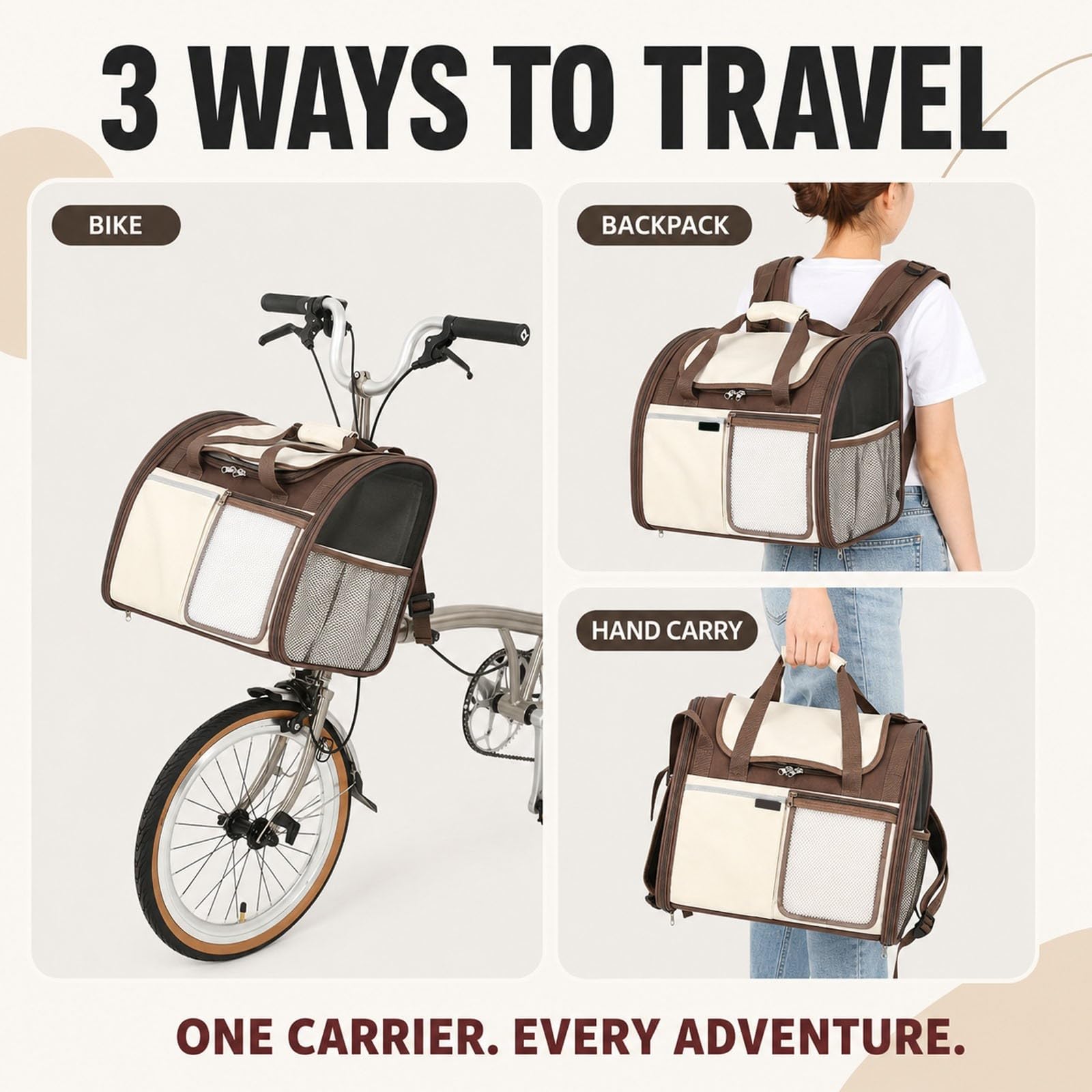 Cesta para Bicicleta para Perros, Transportín Plegable para Gatos Y Perros