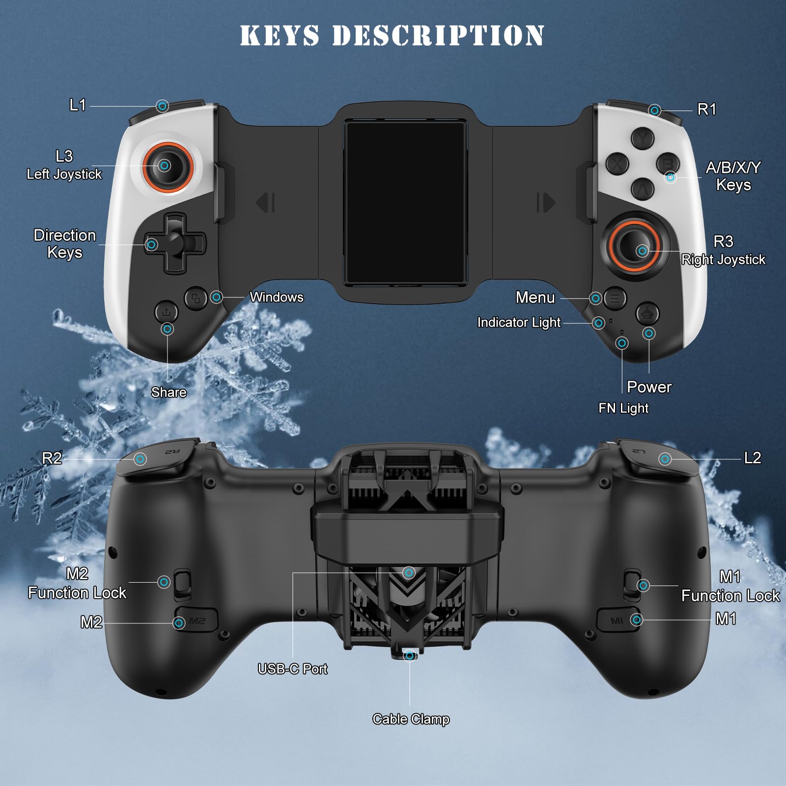 Joso Phone Controller for iPhone/Android with Phone Case Support, Mobile Gaming Controller with Cooler for iPhone 16/15/14, Galaxy S24/S23/S22 - Universal Fit, Customizable Buttons, Turbo