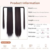 Vista 107 de SEIKEA Extensión de cola de caballo larga recta envolvente con clip, extensiones de cabello sintético suave natural para mujer, 35 pulgadas, marrón
