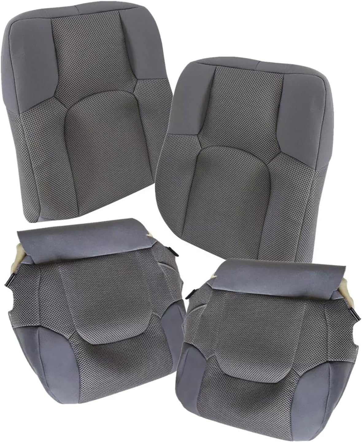 Front Driver and Passenger Seat Cover Set Compatible for Nissan Frontier 2005-2019, Cloth Bottom and Backrest Replacement, Gray