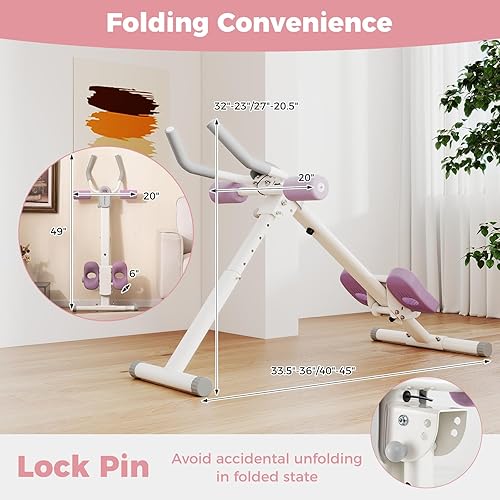 Miniatura 6 de Goplus Máquina de entrenamiento abdominal ajustable, equipo de entrenamiento plegable para abdominales con protección de rodilla, monitor LCD,