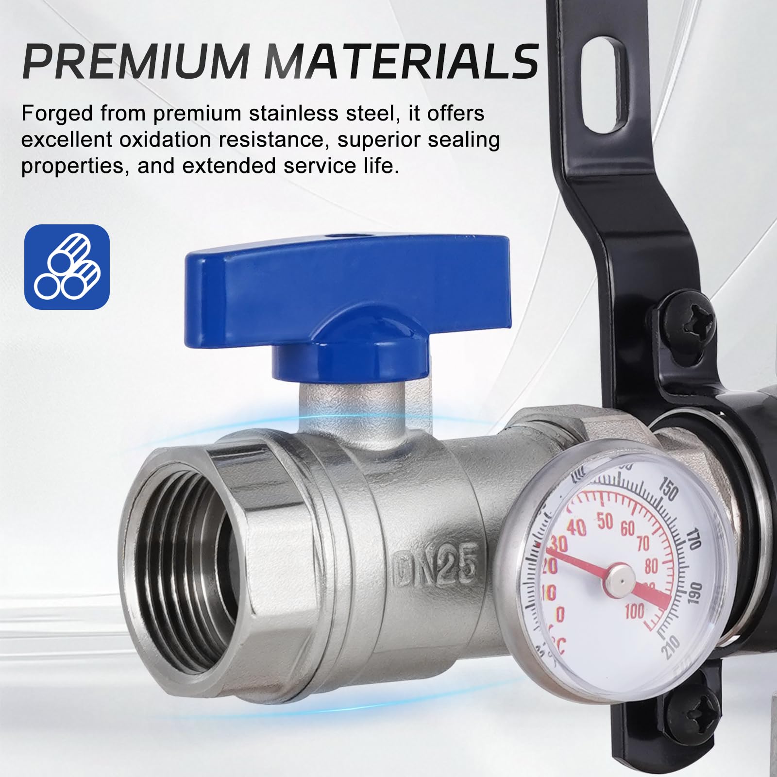 YUCHENGTECH Colector Calefaccion Suelo Radiante de Acero Inoxidable de 3 Circuitos con Conexión Eurokonus 3/4"(16x2mm) Distribuidor Circuito Calefacción con Caudalímetro y Válvulas